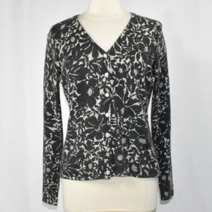 Sarah Spencer Sweaters - Lambs Wool & Angora Black Floral Cardigan MEDIUM Sarah Spencer Sweaters - Lambs Wool & Angora Black Floral Cardigan MEDIUM